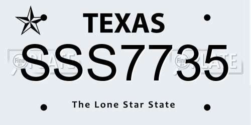 SSS7735 Texas License Plate