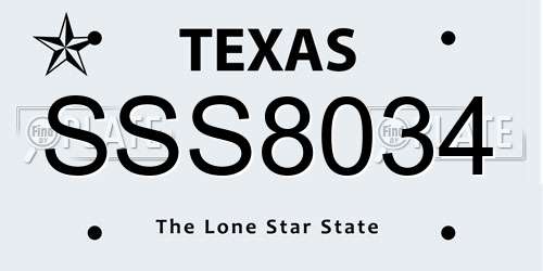 SSS8034 Texas License Plate