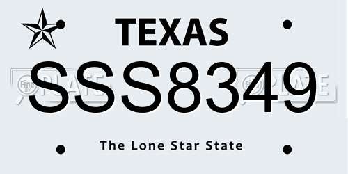 SSS8349 Texas License Plate