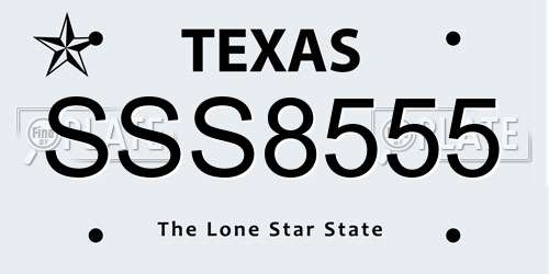 SSS8555 Texas License Plate