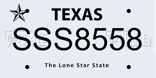 SSS8558 Texas License Plate
