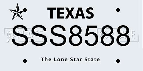 SSS8588 Texas License Plate
