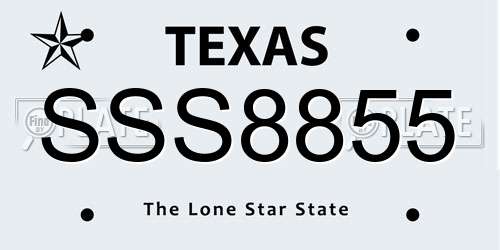 SSS8855 Texas License Plate