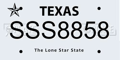 SSS8858 Texas License Plate