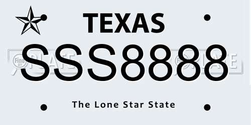 SSS8888 Texas License Plate