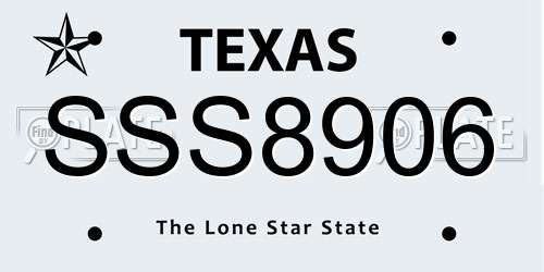 SSS8906 Texas License Plate