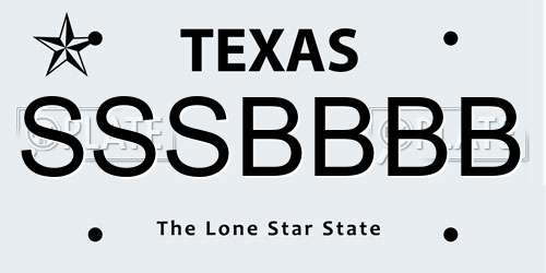 SSSBBBB Texas License Plate