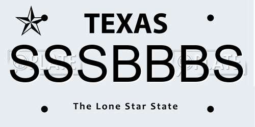 SSSBBBS Texas License Plate