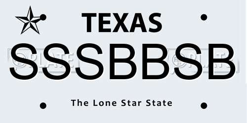 SSSBBSB Texas License Plate