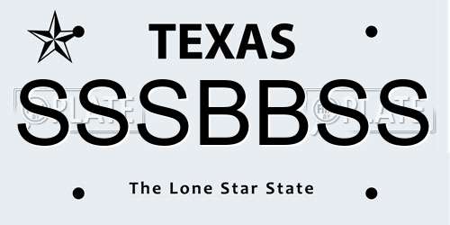 SSSBBSS Texas License Plate