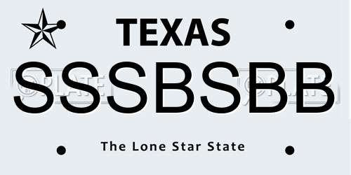 SSSBSBB Texas License Plate