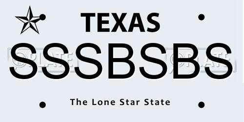 SSSBSBS Texas License Plate