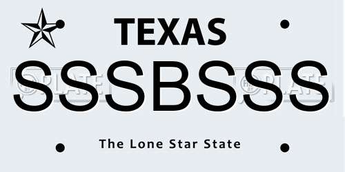 SSSBSSS Texas License Plate