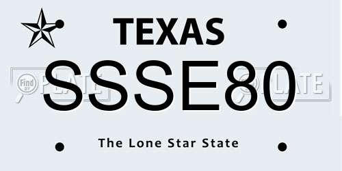 SSSE80 Texas License Plate