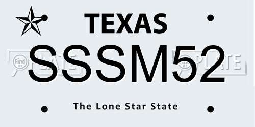 SSSM52 Texas License Plate