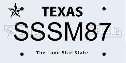 SSSM87 Texas License Plate
