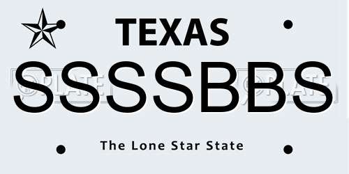 SSSSBBS Texas License Plate