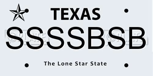 SSSSBSB Texas License Plate