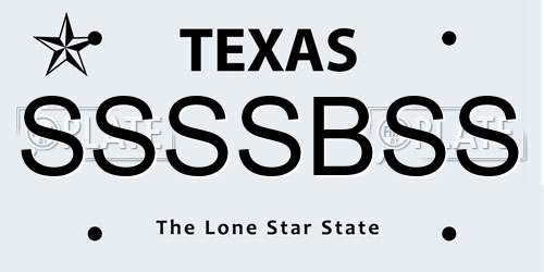 SSSSBSS Texas License Plate