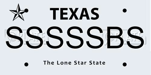 SSSSSBS Texas License Plate
