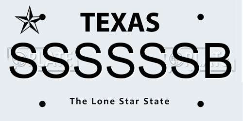 SSSSSSB Texas License Plate