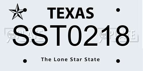 SST0218 Texas License Plate
