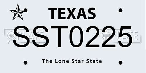 SST0225 Texas License Plate