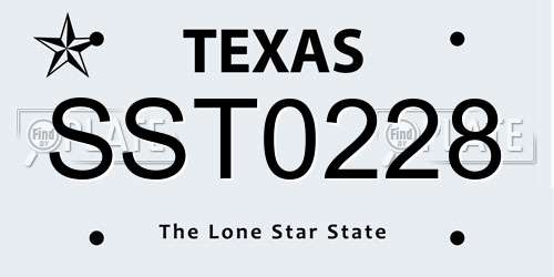 SST0228 Texas License Plate