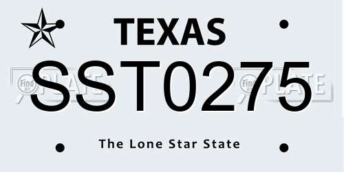 SST0275 Texas License Plate