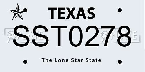 SST0278 Texas License Plate