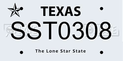 SST0308 Texas License Plate