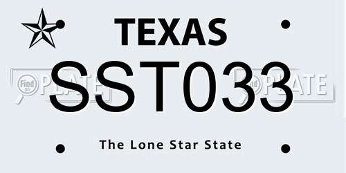 SST033 Texas License Plate