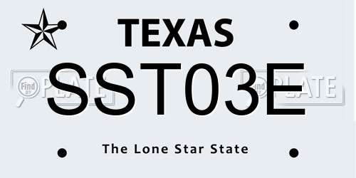 SST03E Texas License Plate