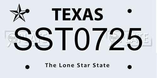 SST0725 Texas License Plate