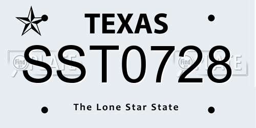 SST0728 Texas License Plate