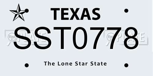 SST0778 Texas License Plate