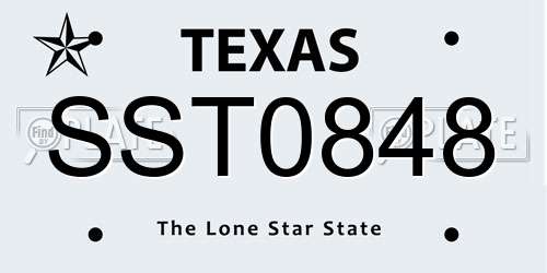 SST0848 Texas License Plate