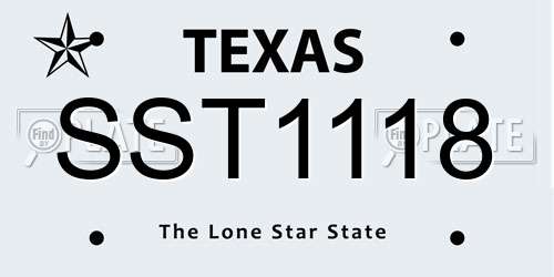 SST1118 Texas License Plate