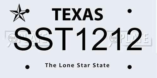 SST1212 Texas License Plate