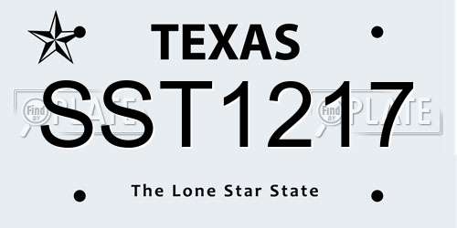 SST1217 Texas License Plate