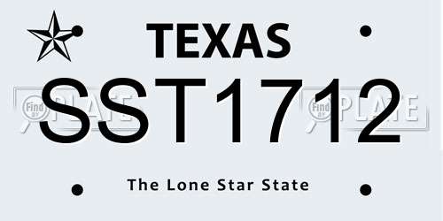 SST1712 Texas License Plate