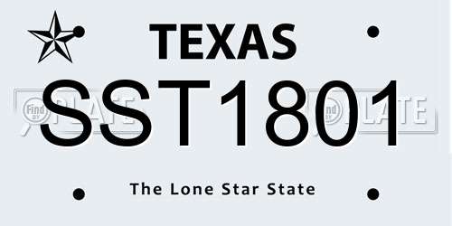SST1801 Texas License Plate