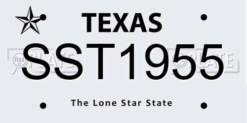 SST1955 Texas License Plate