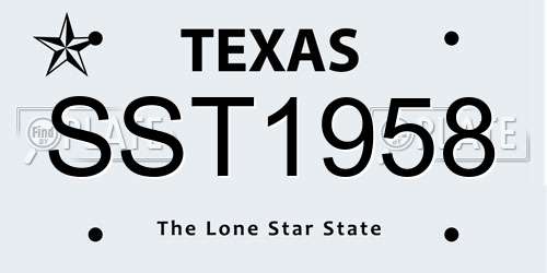 SST1958 Texas License Plate