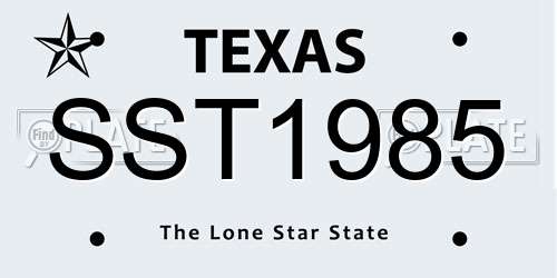 SST1985 Texas License Plate