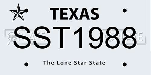 SST1988 Texas License Plate