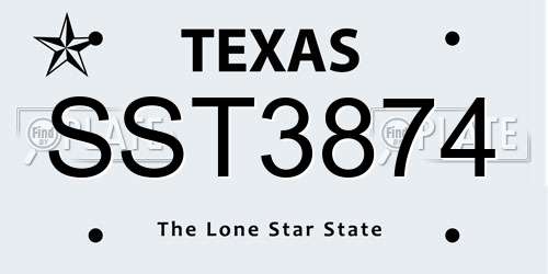 SST3874 Texas License Plate