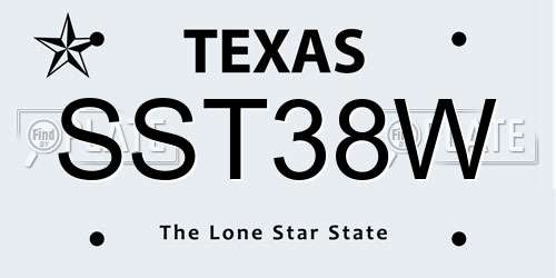 SST38W Texas License Plate