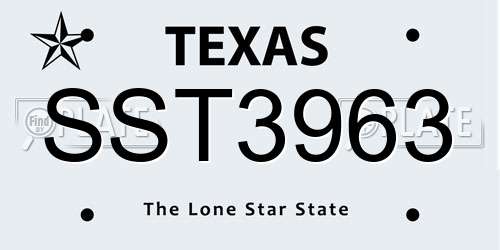 SST3963 Texas License Plate