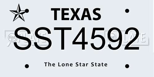 SST4592 Texas License Plate